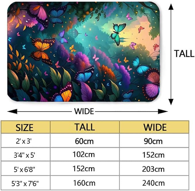 Tapete decorativo mariposa azul antideslizante 100x150 cm miniatura 2