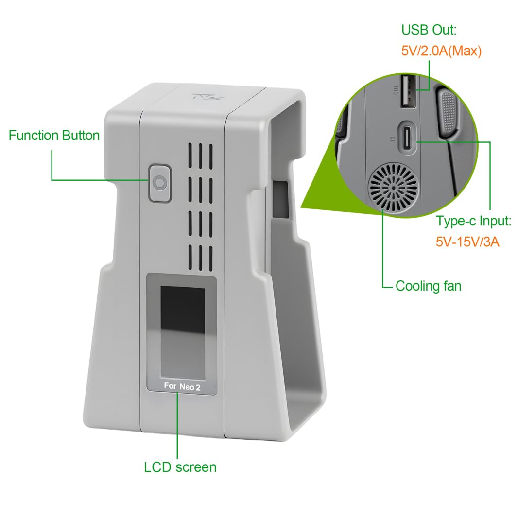 Portatile doppia batteria Caricatore dello schermo a colori per DJI Neo 2 Drone Hub di ricarica veloce per DJI Neo 2 batteria Maintainer con cavo di ricarica
