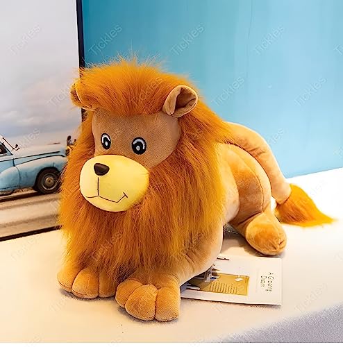 Image of Tickles Sleeping Jungle Lion Jack Soft Stuffed Plush Animal Toy for Kids Boys & Girls Birthday Gifts (Size: 50 cm Color: Brown)