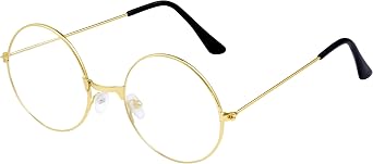 hoyuwak Retro Round Glasses Clear Lens Circle Glasses Non-Prescription Metal Frame Round Costume Eyeglasses for Women Men