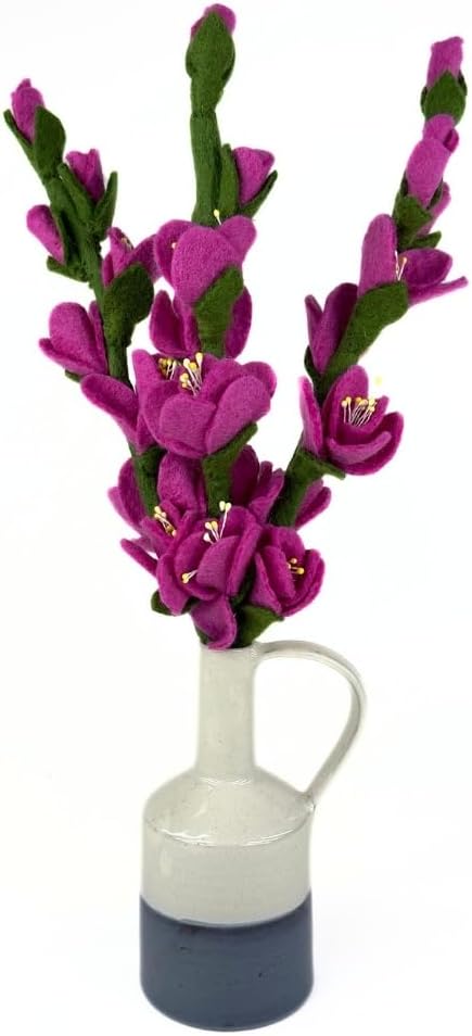 Humble Hilo Handmade Felt Flowers for Decoration Felt Fillers & Flowers Bouquets (Gladiolus, Hot Pink, Set of 3)