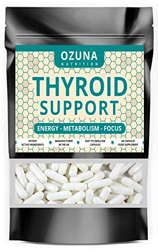 Thyroid Support Supplement - 60 Vegetarian Capsules - with Myo inositol, L-Tyrosine & Natural Iodine from Kelp - Energy & Focus Formula - UK Made - 1 Month Supply