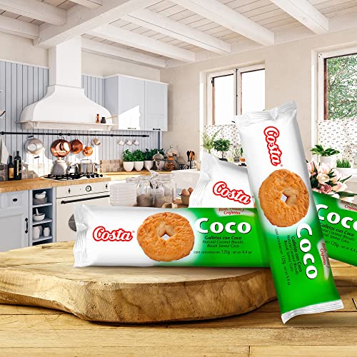 Costa Natural Coconut Cookies - Crisp Cookies With Yummy Coconut Flavor, Cookie Snacks For Kids And Adults, Snack Packs For Breakroom Snacks, Coffee Time And More (Imported From Chile 125G/4.4Oz) #TOP6