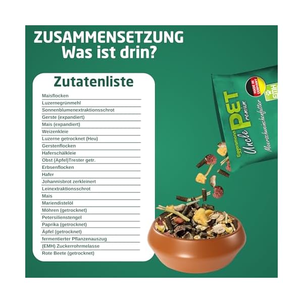 Eggersmann Uncle Pet - Premium Meerschweinchenfutter - Müsli für Meerschweinchen mit der natürlichen Kraft aus Kräutern, Gemüse und Obst – Bild 6