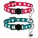 CollarDirect Cat Collar with Bell Floral Pattern 2 Pack Set Flower Adjustable Safety Breakaway Collars for Cats Kitten (Pink + Green)