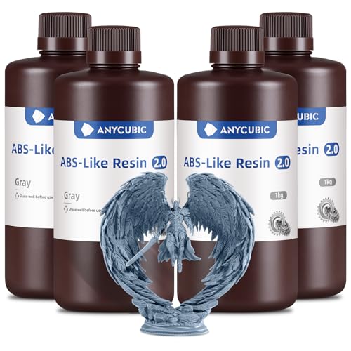 Image of ANYCUBIC 2nd Gen Resin Technology ABS-Like Resin 2.0 Bundle, 3D Printer Resin with High Toughness, More Precise Details, Wide Compatibility for All LCD Resin 3D Printers (Grey, 4kg in Total)