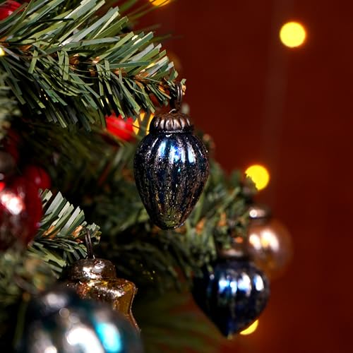 Image of Indianshelf 25 Piece Handcrafted Glass Vintage Ornaments with Gift Box- Vintage Christmas Tree Ornaments Set- Distress Mini Xmas Decor - Unique Retro Christmas Decorations Bulk, Reusable Holiday Decor