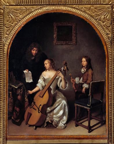 Póster de Lienzo la lezione di viola basso Caspar Netscher Pinturas Famosas 60x90cm