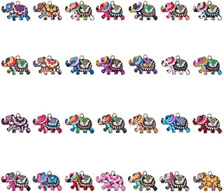 Dacitiery 28 PCS Elephant Charms for Jewelry Making, Mixed Colorful Elephant Pendant Charms Metal Enamel Elephant Jewelry Charms Christmas for DIY Necklace Earring Bracelet Keychain Supplies