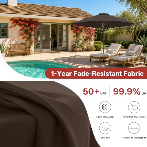 Image of ABCCANOPY 11FT Patio Umbrella Outdoor 8 Ribs Table Umbrella(Brown) | Fade & UV Resistant Fabric,8 Fiberglass Ribs,Smooth Crank System,Wind Resistance,Great for Patio,Backyard,Garden,Deck