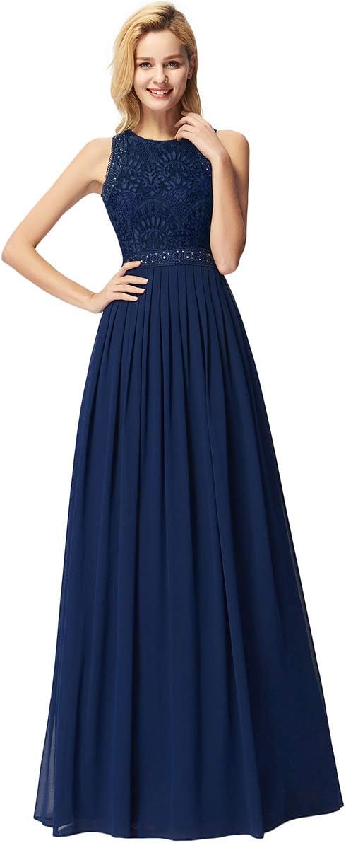 Ever-Pretty Women's Round Neck Pleated A-Line Floor Length Bridesmaid Dress 07391-USA