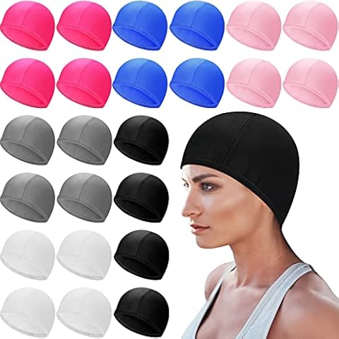 24 Pcs Nylon Spandex Fabric Swim Cap for Men Women Breathable High Elasticity Unisex Swimming Cap Anti Slip Swimming Hat for Long Hair Short Hair Adult Kids Bathing, 6 Solid Colors Cover