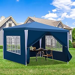 Daromigo Paviljoen, tuinpaviljoen, waterdicht, partytent met afneembare zijdelen en grote ramen, tuintent, uv-bescherming, voor outdoor, tuin, feest, camping