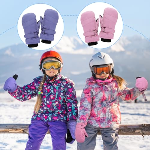 Image of SATINIOR Kids Snow Mittens Waterproof Winter Ski Gloves Warm Thicken Snow Gloves for Girls Boys