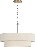 Vista 1 de Capital Lighting 349841MA Delaney Modern Hand-Wrapped Rope Drum Pendant Ceiling Light Fixture, 4-Light 240 Total Watts, 13" H x 20" W, Matte Brass