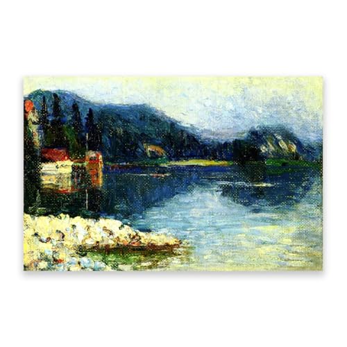 Impression Kandinsky Lac brouillard Soirée, toile haut de gamme de 105 x 70 cm