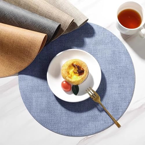 Sets de table ronds en cuir imperméables antidérapants lot de 4 gris 33 cm - 7