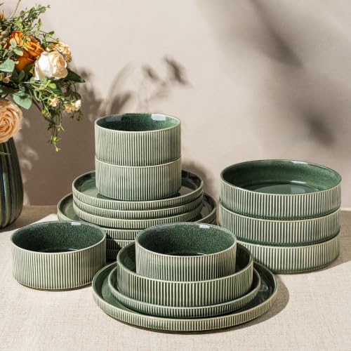 GBHOME Stoneware Dinnerware Sets for 4,16-Piece Plates and Bowls Set by GBhome - Used condition - US$88.57