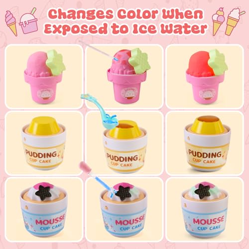 Varrotoy Ice Cream Maker Toy Set for Kids, Colour Changing Food Toys, Interactive Role Play Ice Cream Machine, Pretend Play Kitchen Toy, Gift for Girls Toddler 2 3 4 5+ Years - Image 3