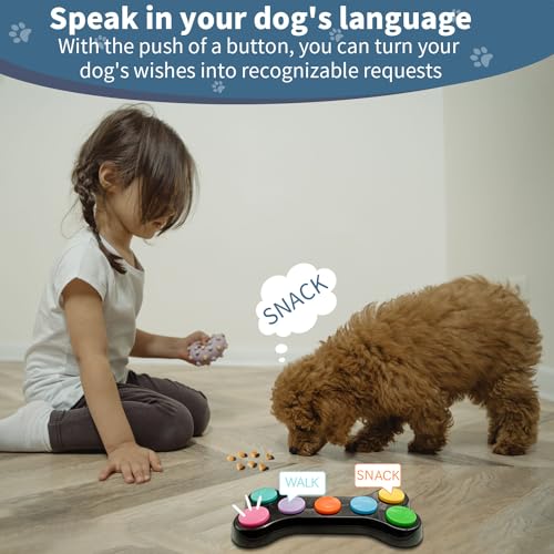 BUYVIKAY 7 in 1 Hunde Button für Kommunikation,Hund sprechende Tasten mit 50-Aufklebern, Haustier-Tasten,Dog Buttons-Hund Button-Bunte Hundeknöpfe,um Ihrem Hund das Sprechen beizubringen