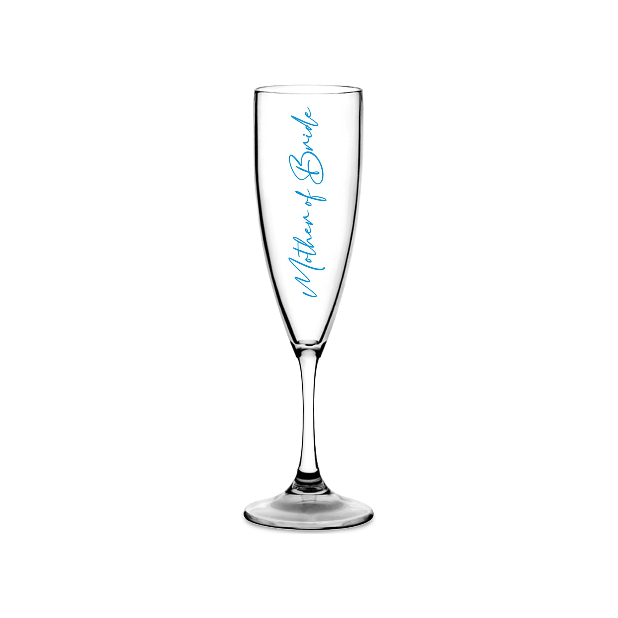 Print Maniacs Champagne Premium Clear Flute Glass Bride Groom Mr Mrs Wedding Maid Honour Wine Cocktail Prosecco Celebrations Gift (Blue, Mother of Bride)