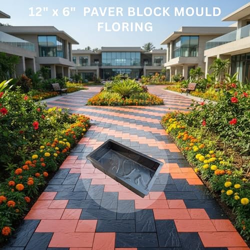 Image of Rubber 12x6 Marble Paver Block Mould 60mm | Rubber Paver Mould | Garden paver mould | interlocking paver block mould (Pack Of - 5)