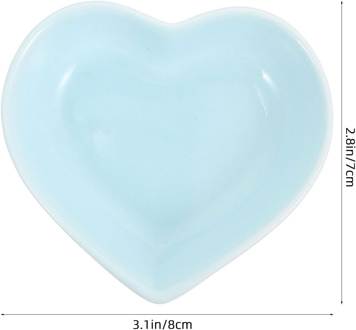 ULTECHNOVO Heart-Shaped Hamster Food Bowl Set 3-Pack Ceramic Pet Feeder Bowls for Hamsters Mice and Chinchillas Spill-Resistant Small Animal Dishes Easy to Clean for Food or Water