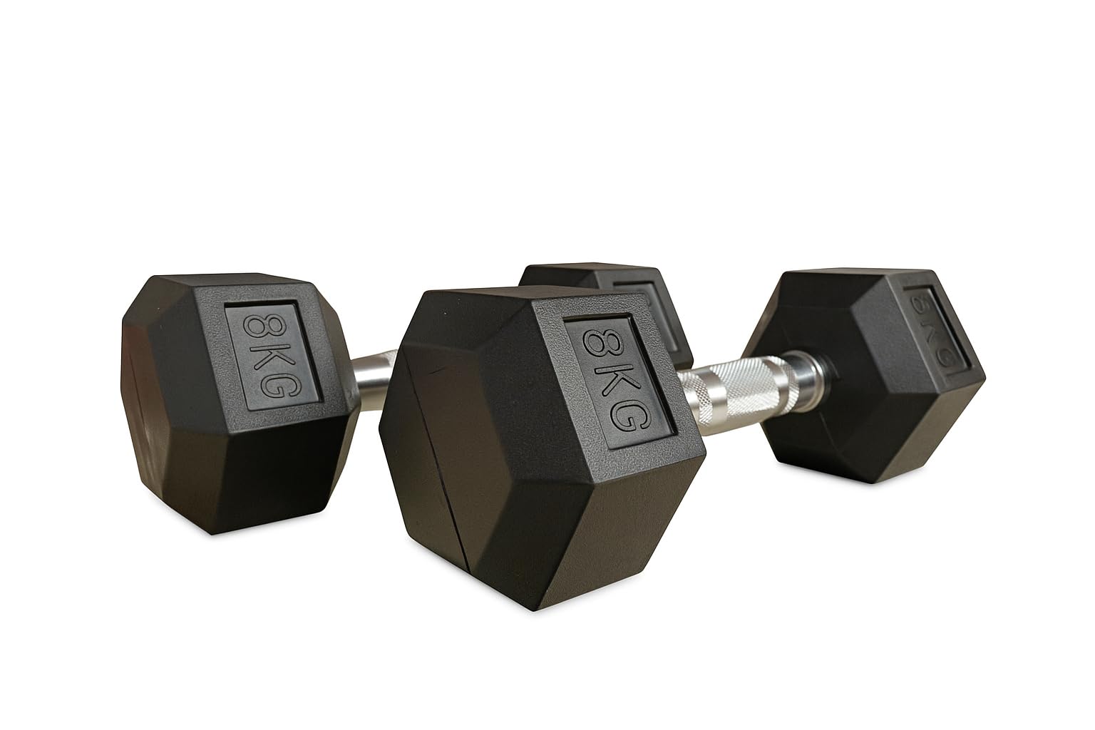 Hex Dumbbell 6–20KG – Premium Rubber Dumbbells Set -Coated Free Weights with Anti-Slip Chrome Handles – Ideal for Home Gym Sports & Full-Body Training (2x 8KG)