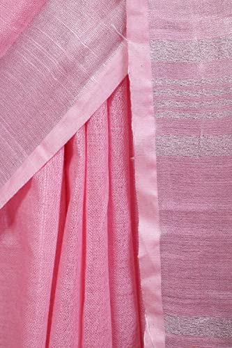 Image of STB-SILK TEXTILES BHAGALPUR Women's Bhagalpuri Linen Saree With Blouse Piece