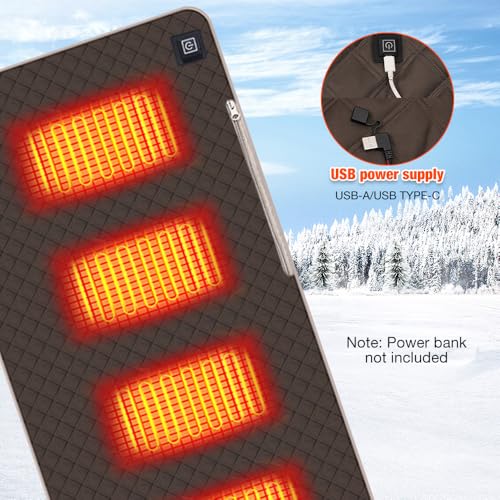 Mineup USB Heizkissen, 45 x 90 cm Elektrisches Heizkissen, 3 Heizmodi, Mobiles Wärmekissen Elektrisch, Faltbar Waschbar Elektrische Wärmekissen für Outdoor Bleicher, Angeln, Camping