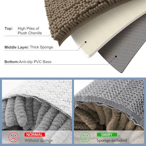 Image of Smiry Bathroom Rugs Sets 2 Piece, Soft Absorbent Chenille Machine Washable Non Slip Shaggy Bath Rug Set for Tub, Shower, and Floor (30x20+24x16, Camel)