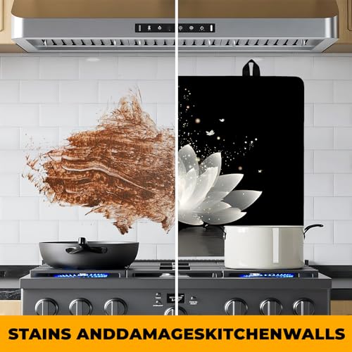 Image of Stove Top Cover for Home Decoration Kitchen Pad Washable Cooktop Covers Countertop Stove Protector Mat for Home Kitchen Cooktops (white flowers, 28 inchx20 inch)