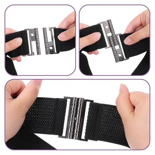 Elastic Waist Belt Wide Stretchy Belts for Women Vintage Adjustable Dress Waistband Cinch Belt with Buckle Black3