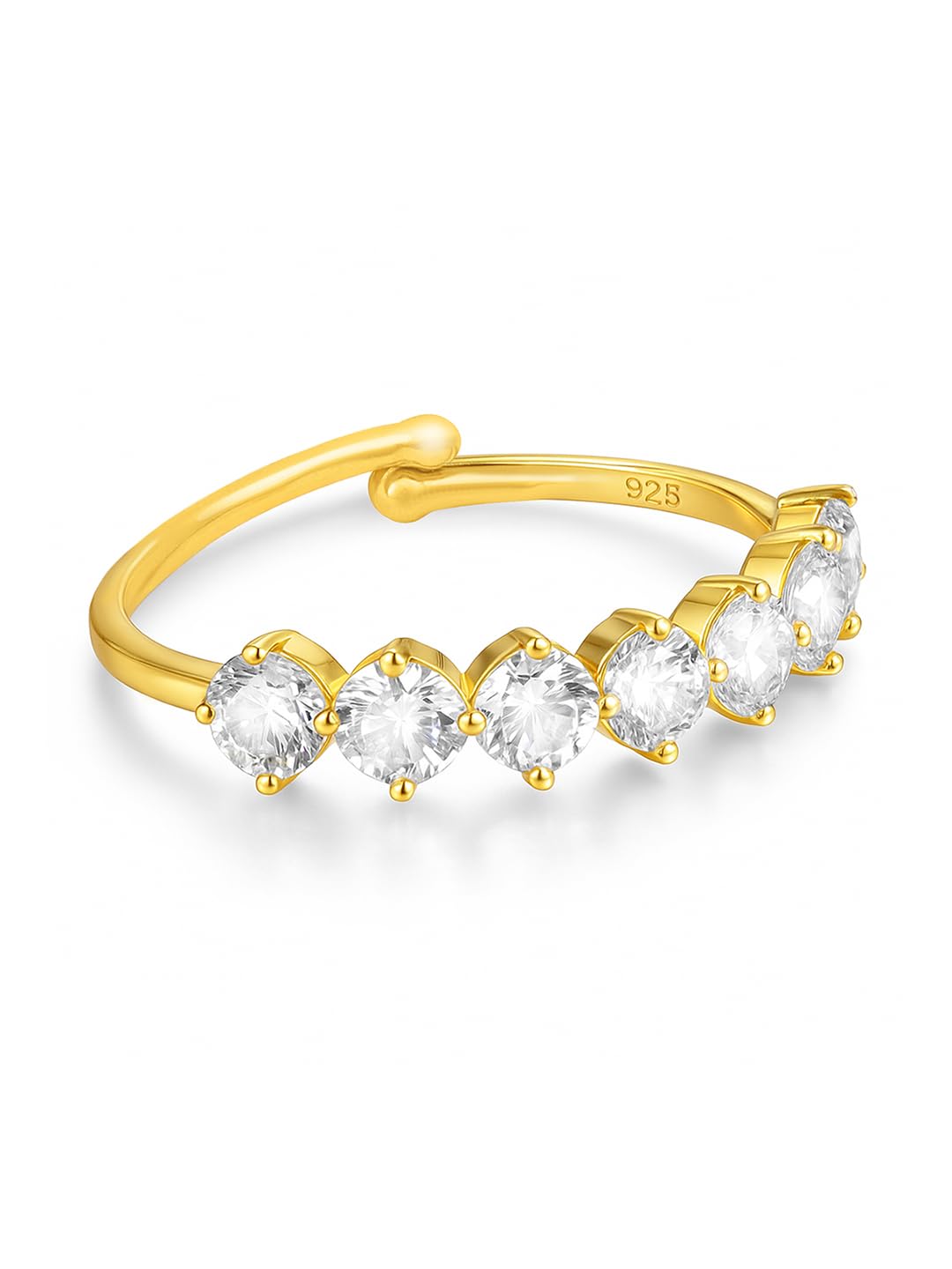 zavya 925 Sterling Silver One line CZ Gold Plated Ring | Gift for Women and Girls | With Certificate of Authenticity and 925 Hallmark|Mother's Day-picture-18