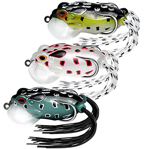 Topwater Frog Lure Soft Bass Fishing Lures Kit Weedless Soft Baits For Bass Snakehead Salmon Trout Catfish Freshwater Saltwater Fishing £¨Pack Of 3£© #TOP3