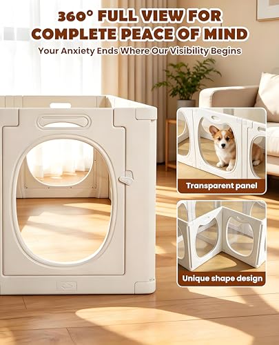 Clear Acrylic Dog Playpen with Dual Doors, 10+2 Indoor Puppy Fence — view 4
