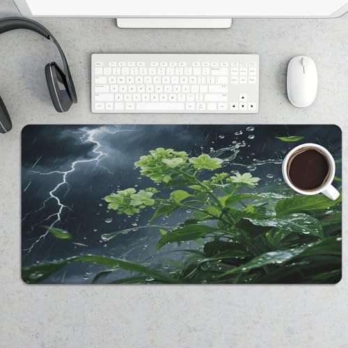 Pad Mouse Grande con Estilo Floral Verde de Goma miniatura 5