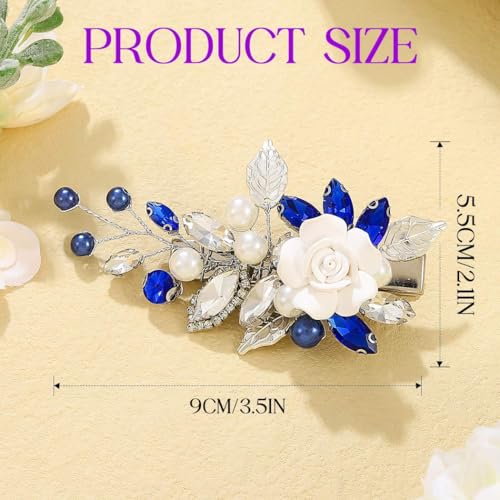 Accesorios para el cabello de boda EVILD Clip de pelo con flor de rhinestone plateado para mujer miniatura 3
