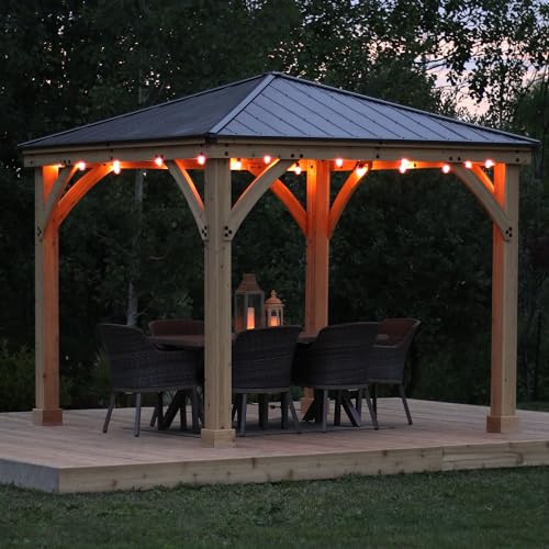 Yardistry-10-x-10-Meridian-Gazebo-Brown Yardistry 10 x 10 Meridian Gazebo Brown