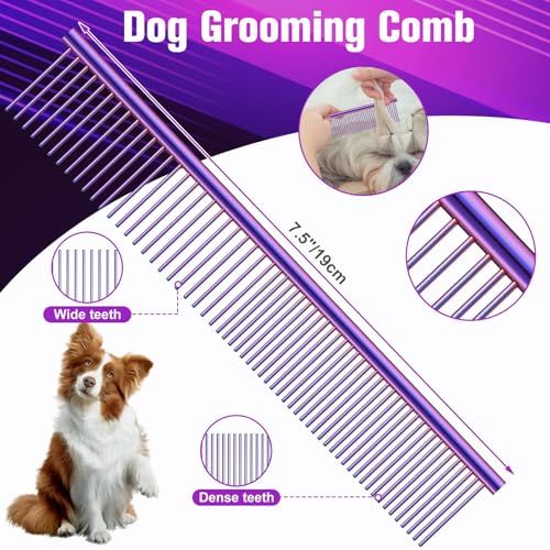 Wenshall 7,0 Zoll Hundepflege Schere Set Hund gerade Schere & Ausdünnungsschere & Gebogene & chunker & Comb 5Stk Set
