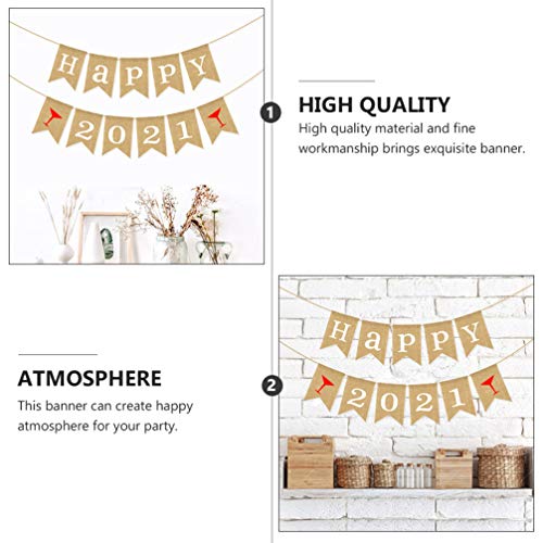 KESYOO Banner de Ano Novo 2021 Papel de Banner de Feliz Ano Novo Guirlanda de Feliz Ano Novo 2021 Su