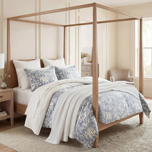 Image of HiEnd Accents Genoa Soft Washed Linen 3 Piece King Blue Comforter Set