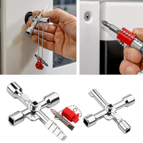Universalschlüssel Schaltschrankschlüssel, 2 Stück 4 Kant Schlüssel Wasserhahn SchlüSsel 4 Wege Kreuzschlüssel DreikantschlüSsel für Wasser, Strom, Stromzähler, Aufzüge