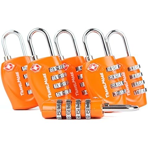 6 Pack TSA Approved Luggage Locks for Travel Safety, Small 4 Digit Combination Padlocks for Suitcases, Lockers & Bags Cover