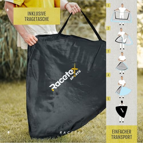 Racetex 2-in-1 (schwarz/blau) Fußballtor Kinder mit Torwand – Fussballtore für Garten Kinder, robust & stabil Dank Glasfaserstangen – schnell aufbaubar, perfekt für jedes Torschusstraining