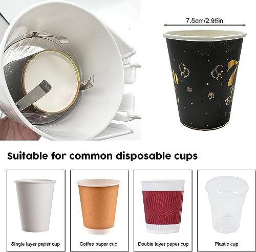Image of Paper Cup Dispenser Holder Wall Mounted Plastic Cup Organizer for Bathroom, Kitchen, Office Fits Disposable Water & Drinking Cups Adhesive or Screw Mount (White)