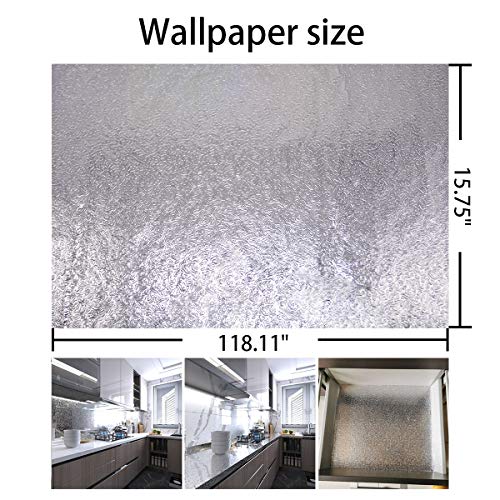Bayya Silver Kitchen Backsplash Wallpaper Stickers Peel And Stick Aluminum Foil Contact Paper Self Adhesive Waterproof Oil-Proof Heat Resistant Wall Sticker For Countertop Drawer Liner Shelf Liner #TOP6