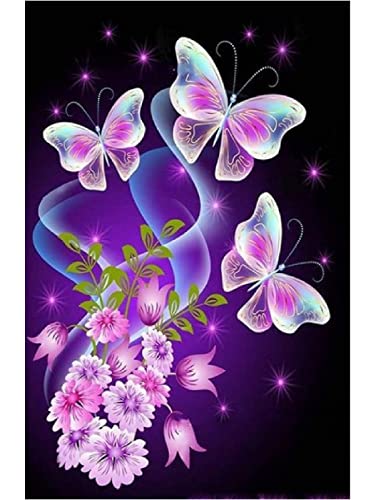 Kit Point de Croix Papillon 40x50cm complet pour débutant avec toile pré-imprimée