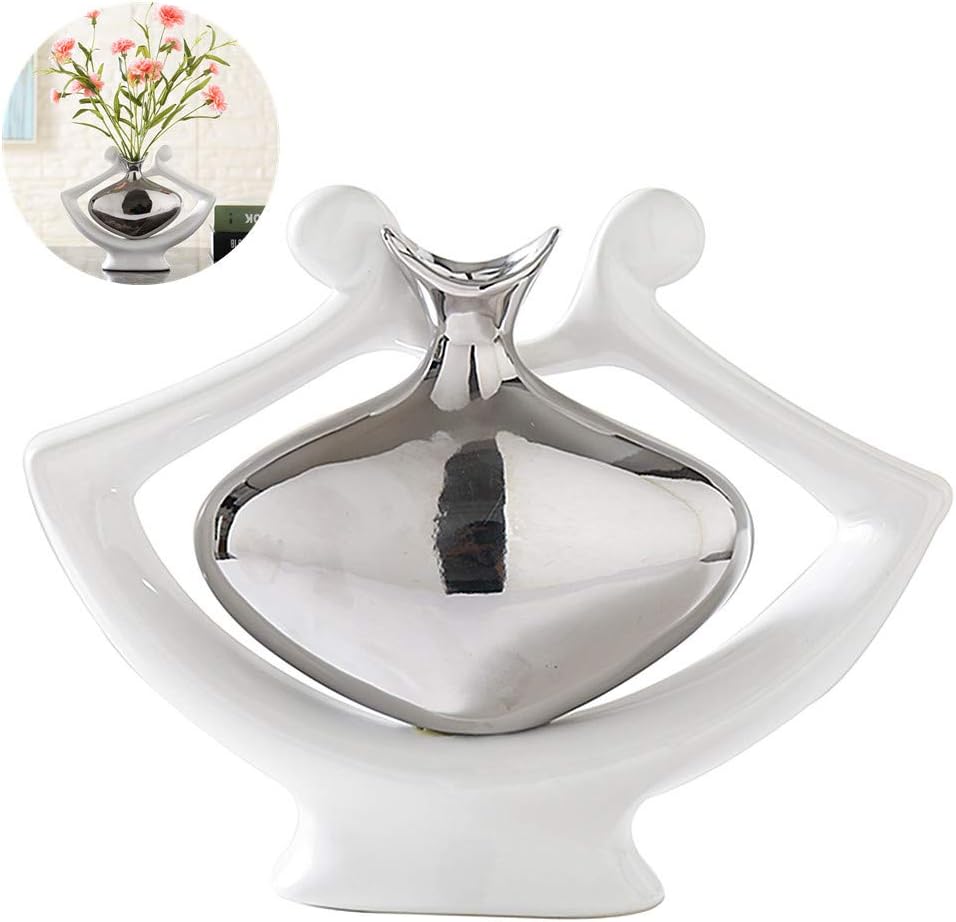 Anding Ceramic Vase Statue Silver Vase White Vase Home Decoration Pottery Decorative Sculpture