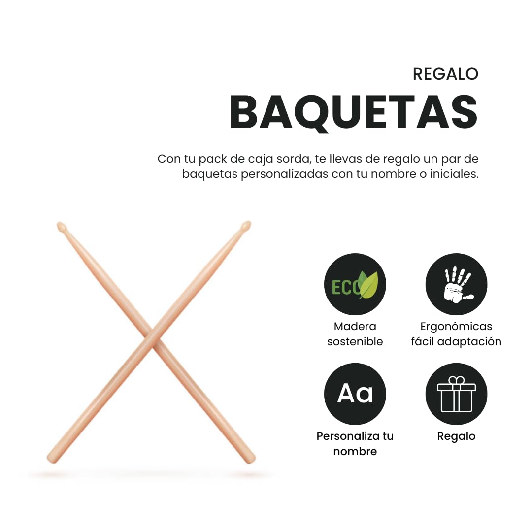 Caja Sorda + Caja China con Sordina y Baquetas Personalizadas – Ideal para Entrenamiento Silencioso de Batería y Percusión, Práctica sin Ruido para Músicos, Bandas de Semana Santa y Estudiantes